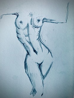 Nude pencil sketch with movement