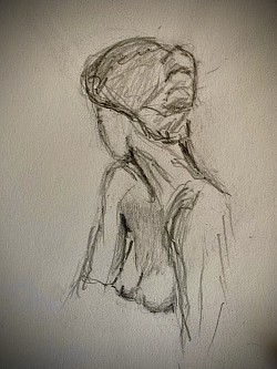 Nude model pencil drawing