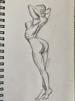 Nude female model pencil sketch